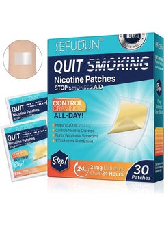 Nicotine Transdermal Patch, 21 mg Step 1 Nicotine Replacement Therapy Aid Patch Easy and Effective, 30 Pcs