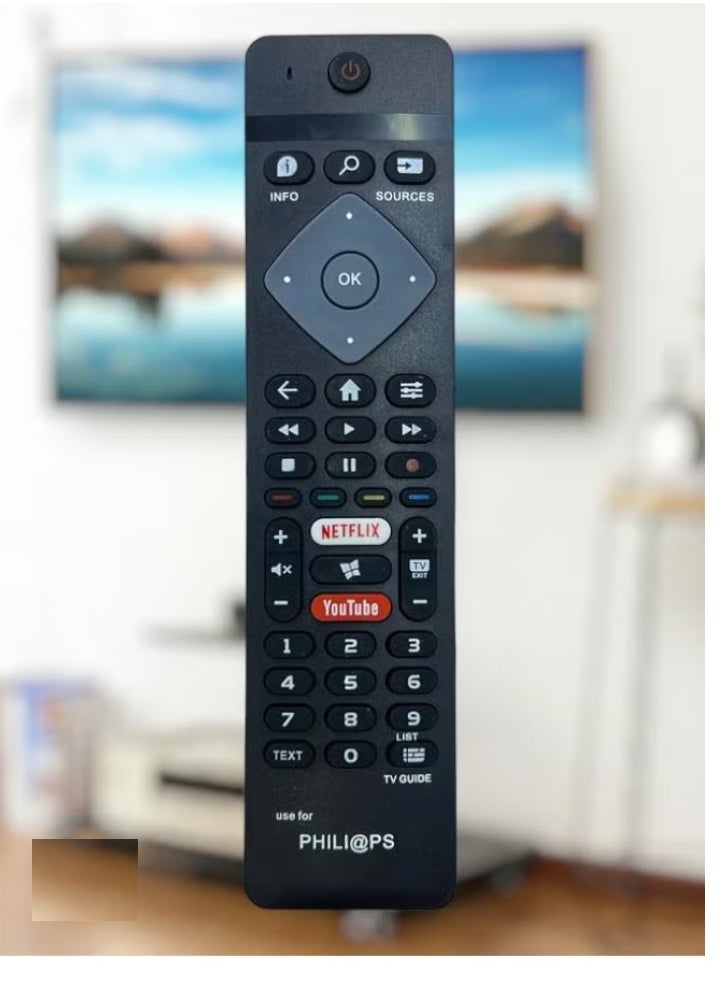 JAJEEK Philips Smart TV Remote – Replacement Remote Control for Philips Smart LCD & LED TVs, Compatible with Various Models, Easy-to-Use, Black - Image 1