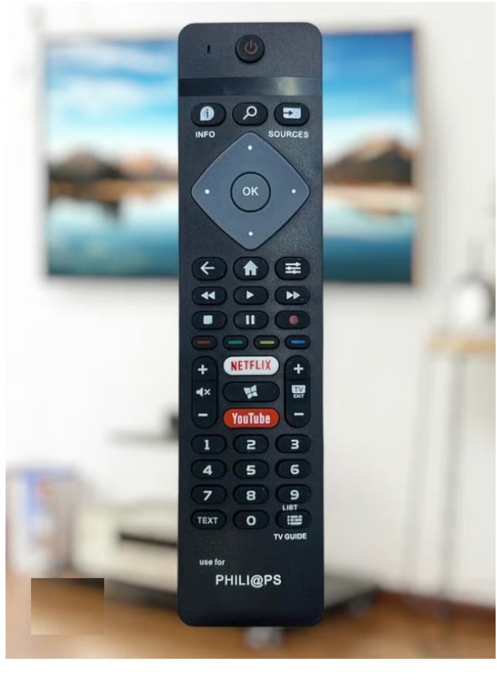 JAJEEK Philips Smart TV Remote – Replacement Remote Control for Philips Smart LCD & LED TVs, Compatible with Various Models, Easy-to-Use, Black - Image 2