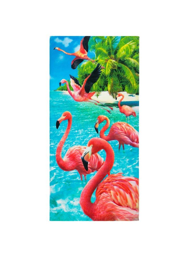 Beachland Flamingo Beach Towel 30 x 60 inch 100% Cotton (Flamingos at The Beach, One Towel) - Image 1