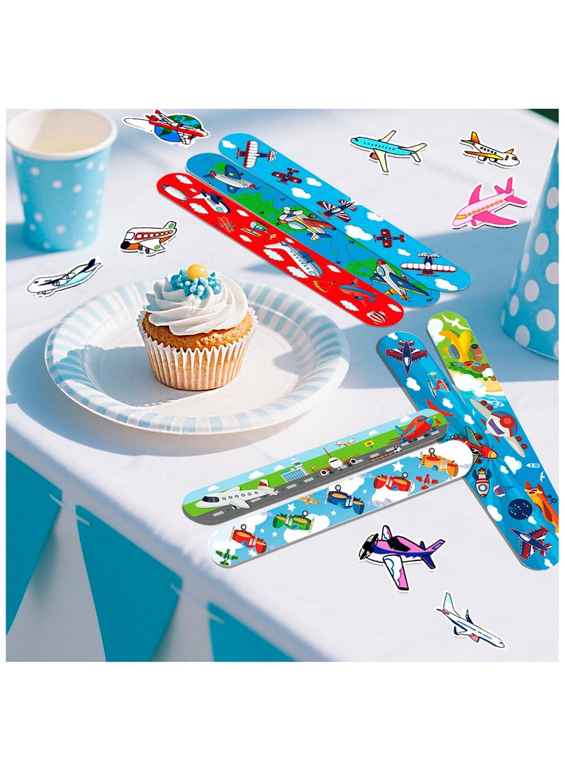 FRUITFUL PARTY 90pcs Airplane Party Favors Set - 40pcs Airplane Slap Bracelets + 50pcs Airplane Birthday Stickers for Airplane Party Decorations, Airplane Birthday Party Favors for Kids - Image 4