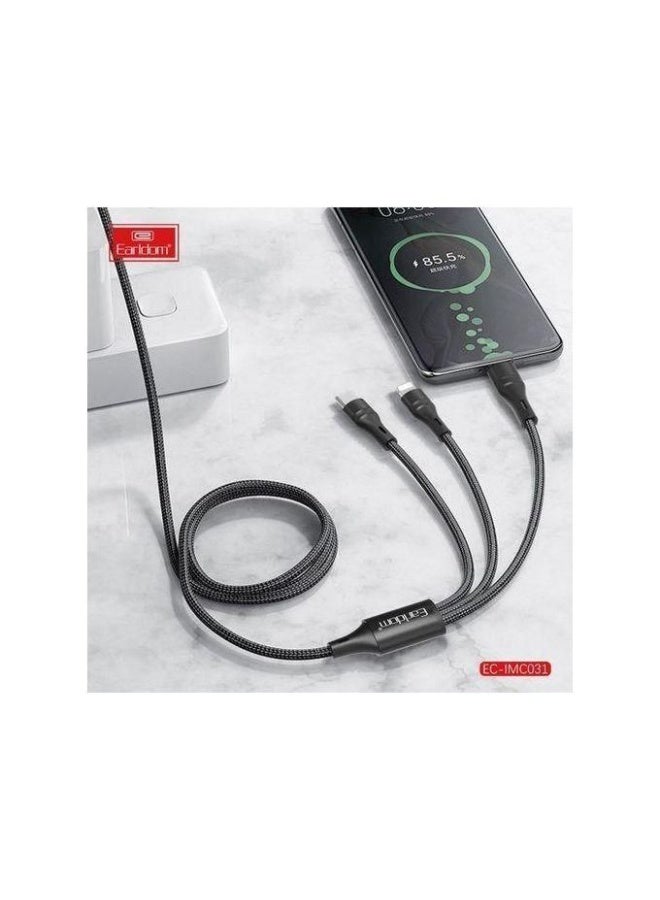 Earldom 3-in-1 Fast Charging Cable EC-IMC031 – 1.2 Meter Nylon Braided - Image 3