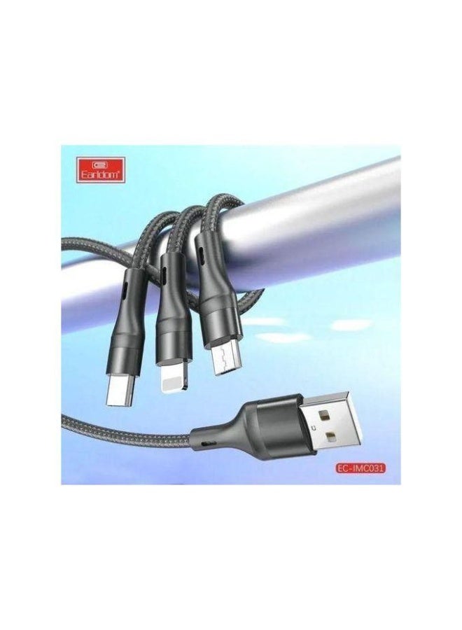 Earldom 3-in-1 Fast Charging Cable EC-IMC031 – 1.2 Meter Nylon Braided - Image 4