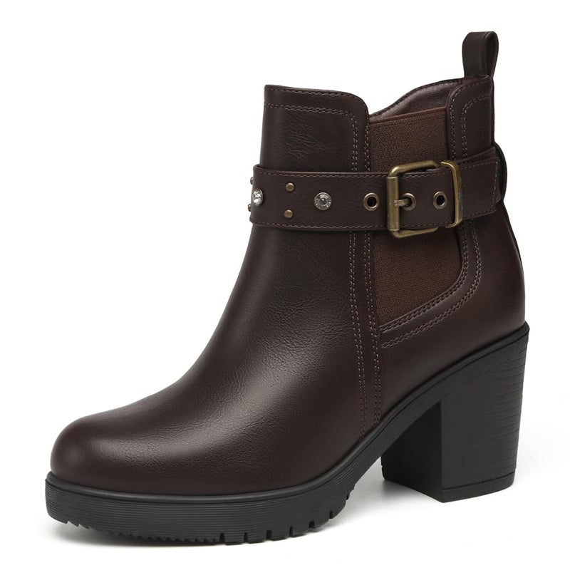 DECARSDZ Women's Ankle Boots Elastic Slip-On Chunky Heel Platform Fashion Booties Shoes - Image 1
