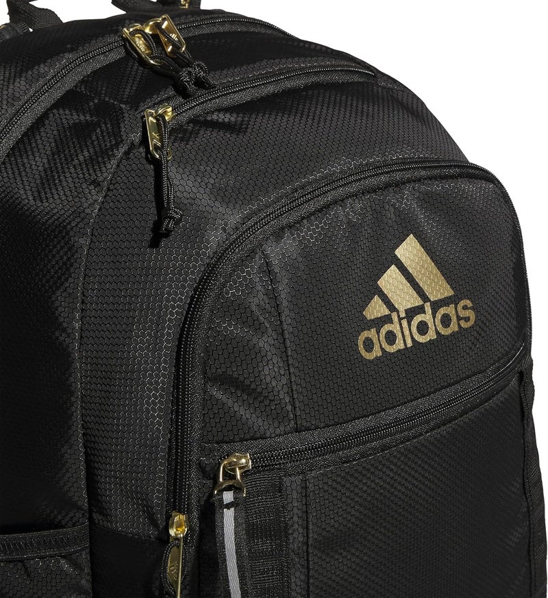 adidas Excel Laptop Durable Large Athletic Gym Backpack Bag BlackGold Metallic One Size - Image 4