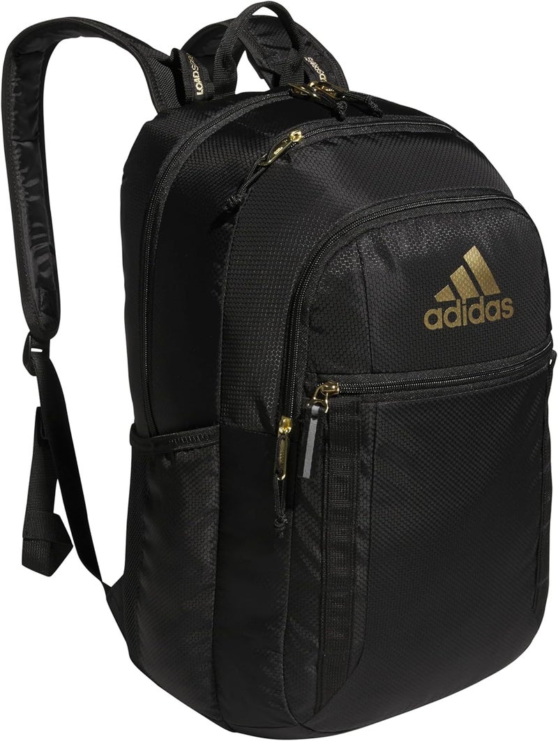 adidas Excel Laptop Durable Large Athletic Gym Backpack Bag BlackGold Metallic One Size - Image 1