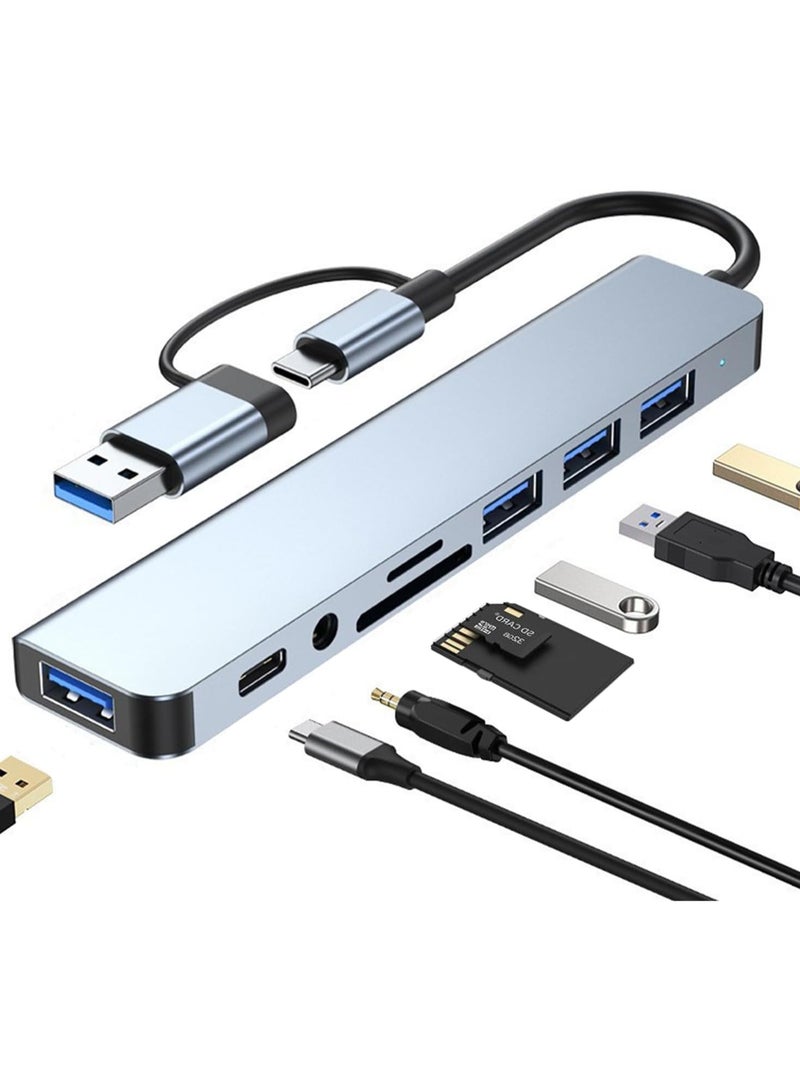 USB C Hub USB Splitter 8-in-1 USB Extender with 4 USB Port 1 USBC Jack TF/SD Card Reader 3.5mm Audio Output for MacBook Pro/iPad Pro/iPhone 15/Laptop/Galaxy Phones  - Image 1