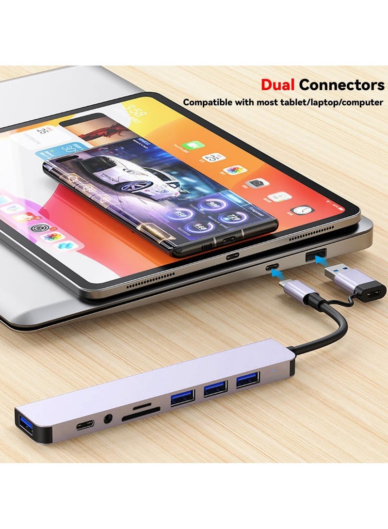 USB C Hub USB Splitter 8-in-1 USB Extender with 4 USB Port 1 USBC Jack TF/SD Card Reader 3.5mm Audio Output for MacBook Pro/iPad Pro/iPhone 15/Laptop/Galaxy Phones  - Image 4