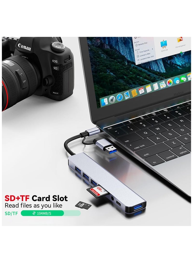 USB C Hub USB Splitter 8-in-1 USB Extender with 4 USB Port 1 USBC Jack TF/SD Card Reader 3.5mm Audio Output for MacBook Pro/iPad Pro/iPhone 15/Laptop/Galaxy Phones  - Image 5