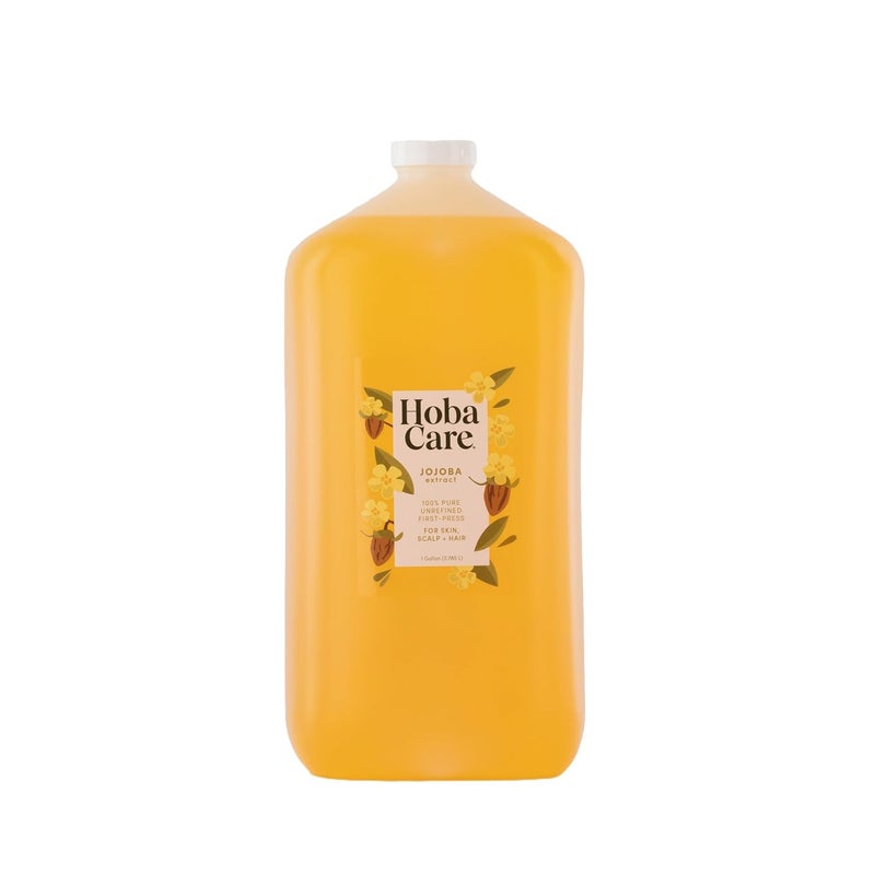 HobaCare 100 Pure Unrefined Jojoba Oil for Skin  Nails  Moisturizing Body Oil  Face Moisturizer for Dry Skin  Natural Treatment for Hair  Beard Care 128 fl oz