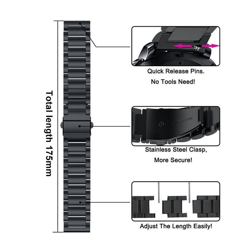 إيروريكس سوار ساعة من الفولاذ المقاوم للصدأ بثلاث حبات مقاس 22 مم (رمادي معدني) - Image 5