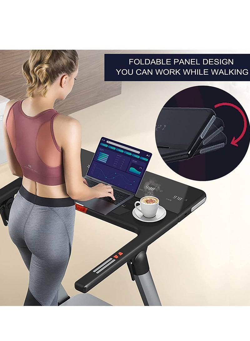 سكاي لاند جهاز الجري القابل للطي Mini Pro بقوة 4 حصان للاستخدام المنزلي والمكتبي | جهاز الجري تحت المكتب مع شاشة LED، حزام امتصاص الصدمات بسبع طبقات، تطبيق ذكي وانحدار تلقائي | جهاز المشي المدمج EM-1291، أسود - Image 2