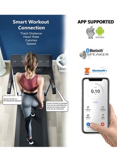 Sky Land Mini Pro 4HP Foldable Treadmill for Home & Office | Under Desk Running Machine with LED Display, 7-Layer Shock Absorbing Belt, Smart App & Auto Incline | Compact Walking Treadmill EM-1291, Black  - Image 3