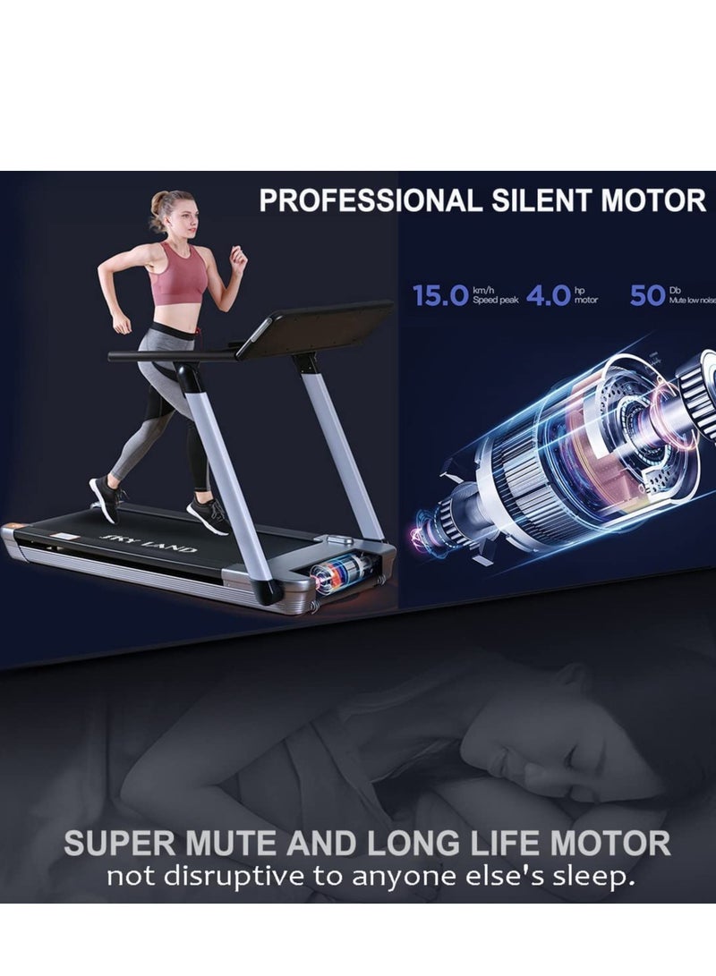 سكاي لاند جهاز الجري القابل للطي Mini Pro بقوة 4 حصان للاستخدام المنزلي والمكتبي | جهاز الجري تحت المكتب مع شاشة LED، حزام امتصاص الصدمات بسبع طبقات، تطبيق ذكي وانحدار تلقائي | جهاز المشي المدمج EM-1291، أسود - Image 4