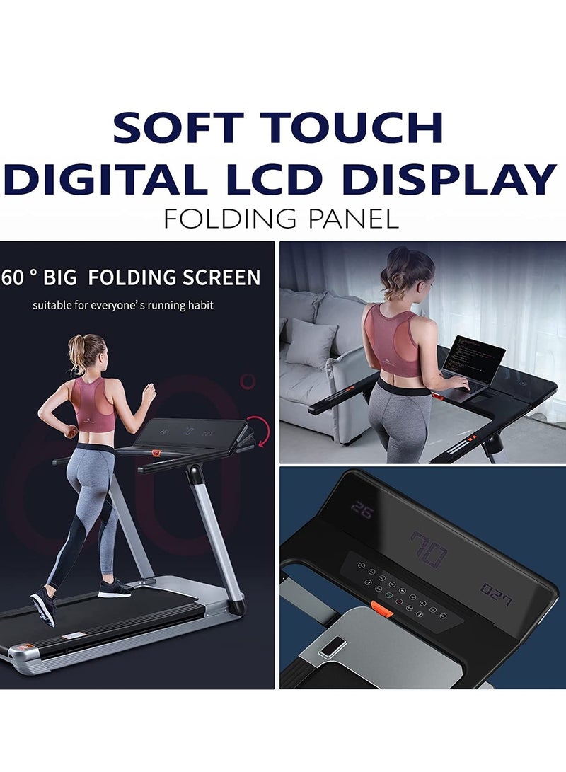 سكاي لاند جهاز الجري القابل للطي Mini Pro بقوة 4 حصان للاستخدام المنزلي والمكتبي | جهاز الجري تحت المكتب مع شاشة LED، حزام امتصاص الصدمات بسبع طبقات، تطبيق ذكي وانحدار تلقائي | جهاز المشي المدمج EM-1291، أسود - Image 5