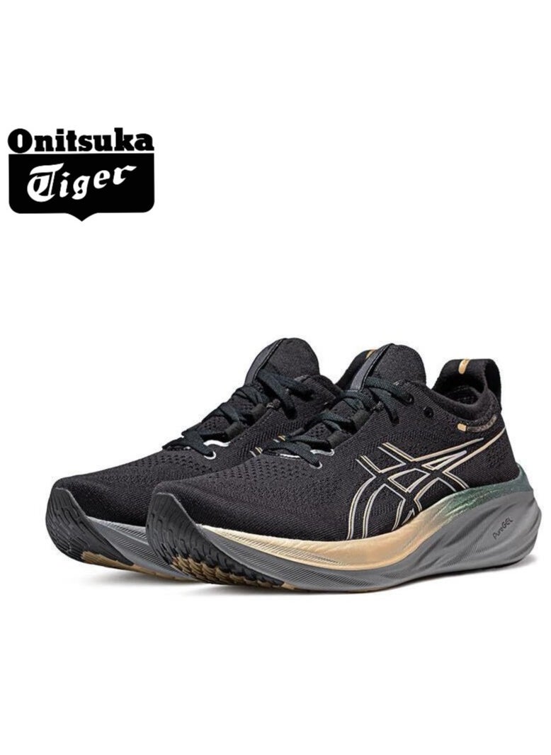 Men and Women Outdoor Running Sneakers Black/Gold