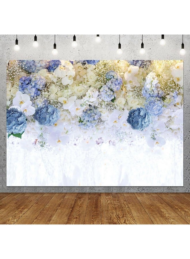 كيان خلفية تصوير بطابع زهور بيضاء وزرقاء مقاس 10×8 أقدام، حائط زهور وردية لحفلات الزفاف وحفلات الزفاف وحفلات أعياد الميلاد للفتيات والنساء، خلفية صور بورتريه لعشاق ذكرى الحب، دعائم استوديو الصور - Image 2