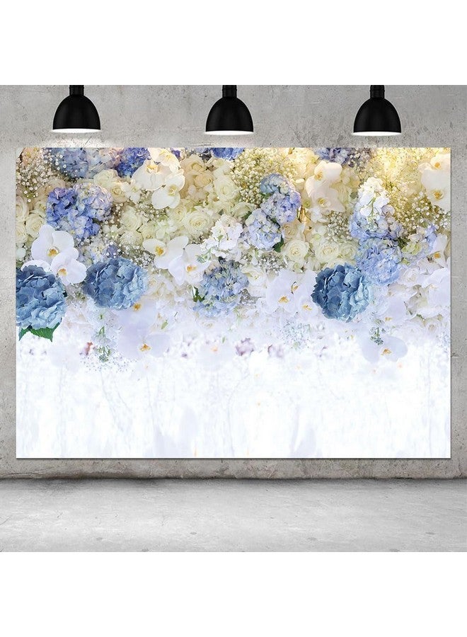 كيان خلفية تصوير بطابع زهور بيضاء وزرقاء مقاس 10×8 أقدام، حائط زهور وردية لحفلات الزفاف وحفلات الزفاف وحفلات أعياد الميلاد للفتيات والنساء، خلفية صور بورتريه لعشاق ذكرى الحب، دعائم استوديو الصور - Image 3