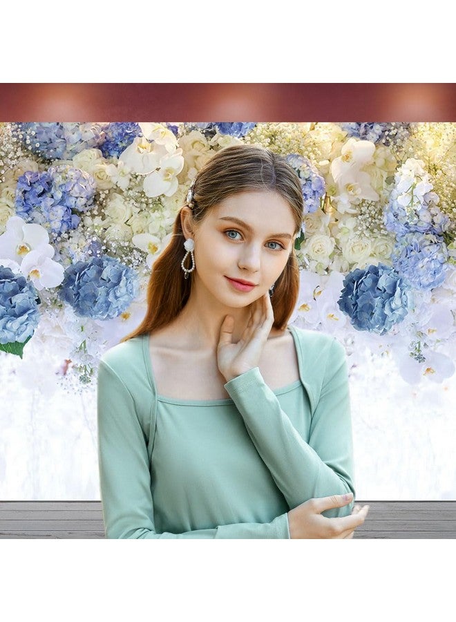 كيان خلفية تصوير بطابع زهور بيضاء وزرقاء مقاس 10×8 أقدام، حائط زهور وردية لحفلات الزفاف وحفلات الزفاف وحفلات أعياد الميلاد للفتيات والنساء، خلفية صور بورتريه لعشاق ذكرى الحب، دعائم استوديو الصور - Image 4