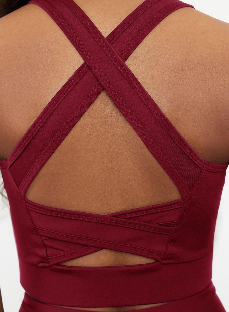 trendyol Magenta Supportive/Contouring Back Detail Thick Strap Knitted Sports Bra - Image 4