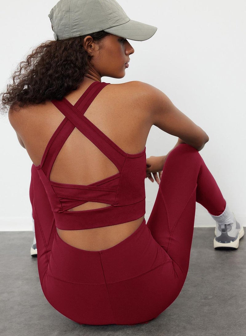 trendyol Magenta Supportive/Contouring Back Detail Thick Strap Knitted Sports Bra - Image 1
