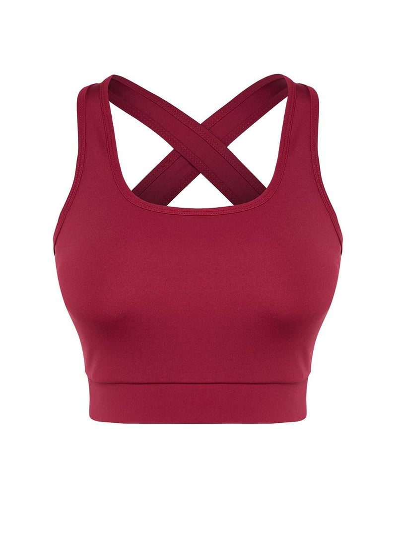 trendyol Magenta Supportive/Contouring Back Detail Thick Strap Knitted Sports Bra - Image 5