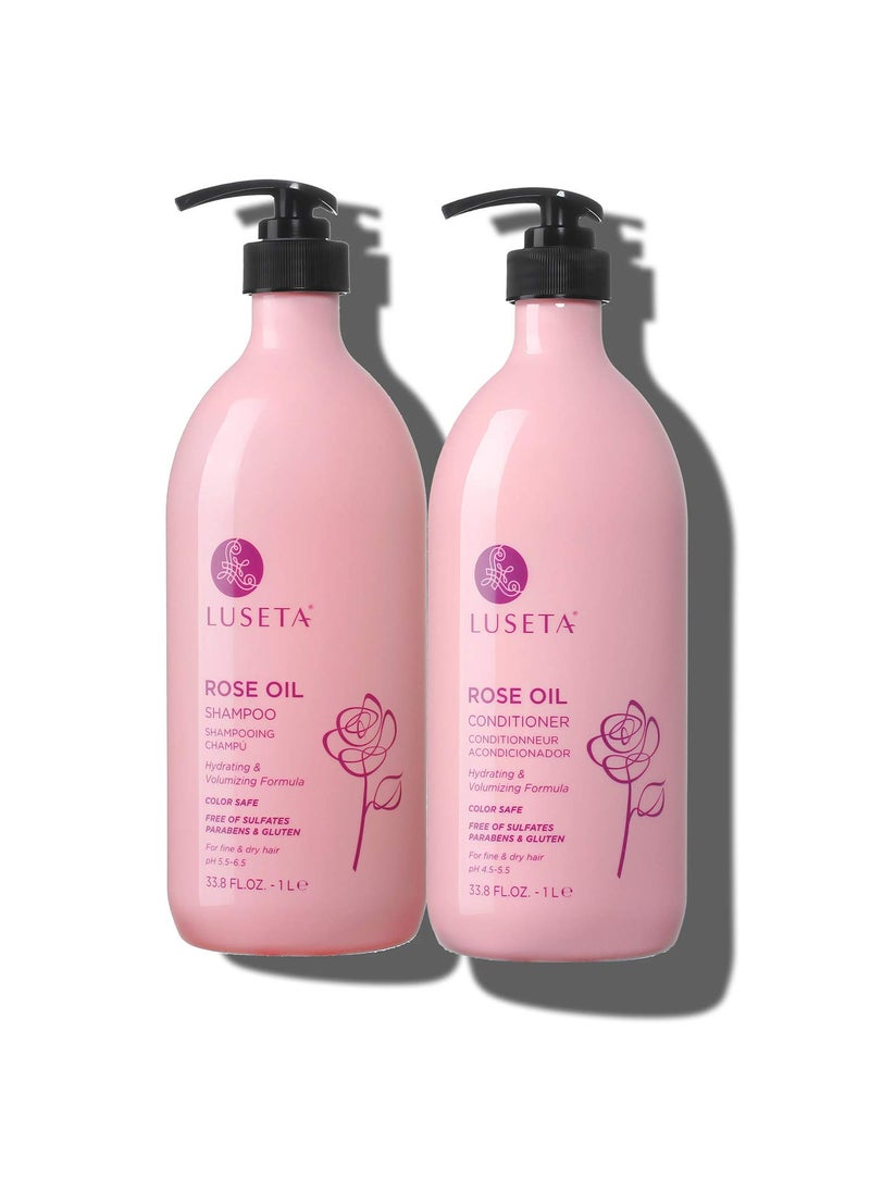 L LUSETA - Luseta Rose Oil Shampoo and Conditioner Set for Fine and Dry Hair, 2x33.8oz - Image 1