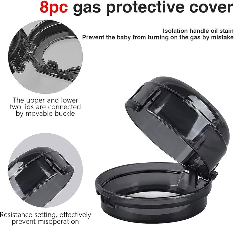 ALMEKAQUZ 8Pack Stove Knob Covers for Child Safety, Stove Knob Lock, Stove Knob Gurad, Stove Knob Safety Covers Clear with Child Proof Lock for Kids and Pets - Image 2