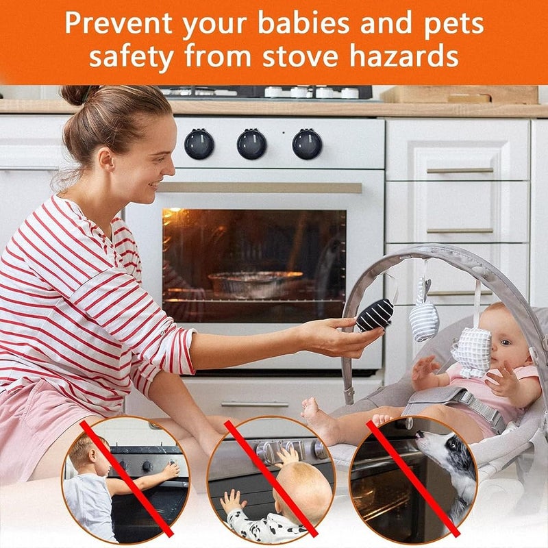 ALMEKAQUZ 8Pack Stove Knob Covers for Child Safety, Stove Knob Lock, Stove Knob Gurad, Stove Knob Safety Covers Clear with Child Proof Lock for Kids and Pets - Image 5