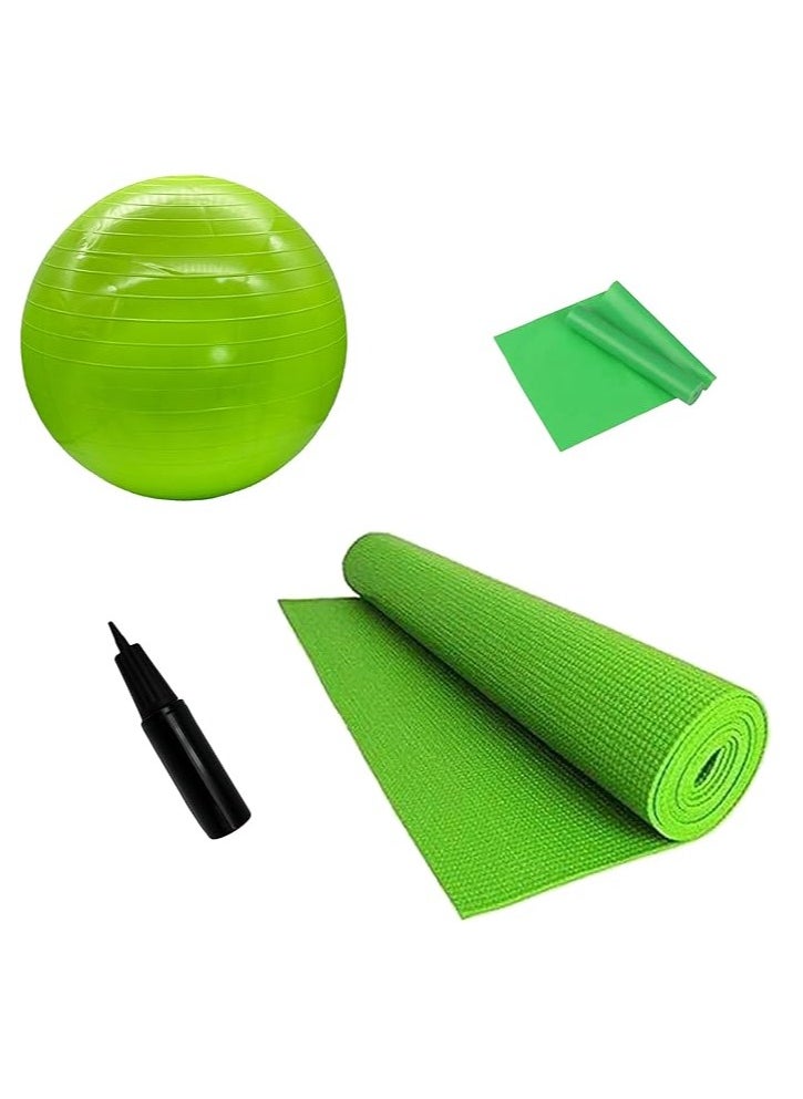 SportQ SportQ 4 in 1 Yoga Exercise Set®️Burstproof yoga ball + pump + non-slip yoga mat + professional exercise resistance band with long design of natural latex for fitness and balance exercises  - Image 1