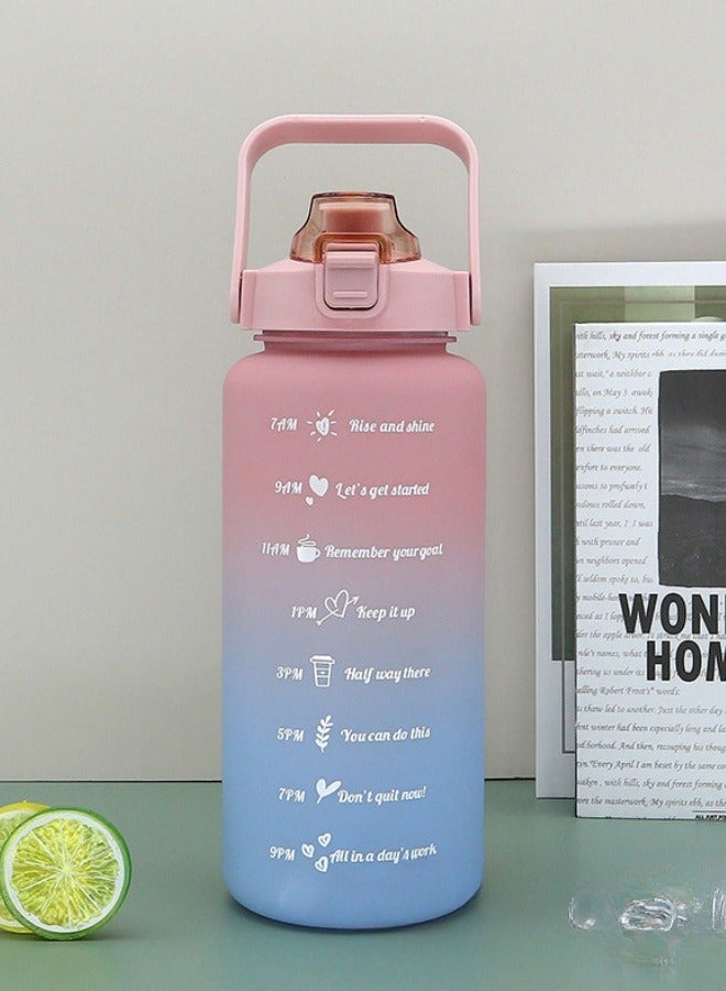 Space Gradient Color Frosted Cup Water Bottle Outdoor Sports Water Bottle Pink and Blue 2000ml - Image 1