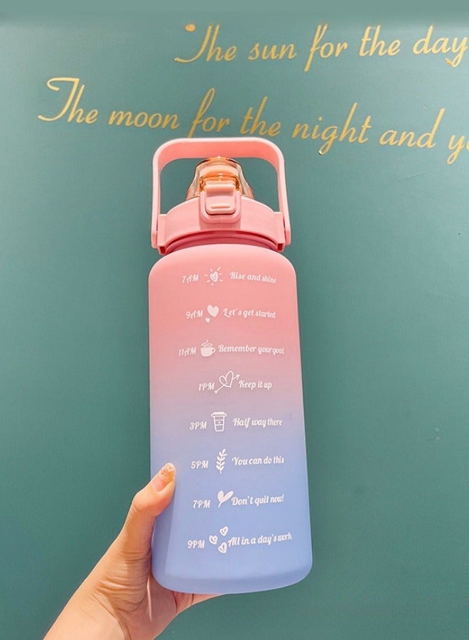 Space Gradient Color Frosted Cup Water Bottle Outdoor Sports Water Bottle Pink and Blue 2000ml - Image 3