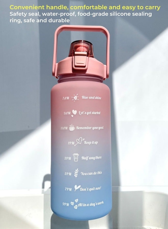 Space Gradient Color Frosted Cup Water Bottle Outdoor Sports Water Bottle Pink and Blue 2000ml - Image 2