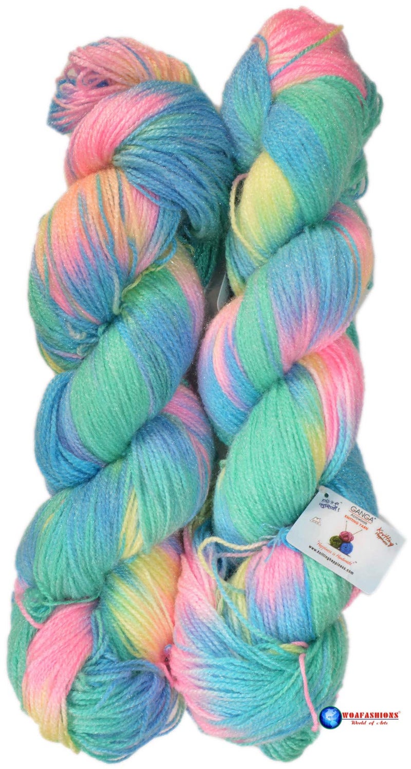 NTGS Ganga Glowing Star Printed Hand Knitting Wool Yarn (Icey Pink) (Hanks-300Gms) - Image 4