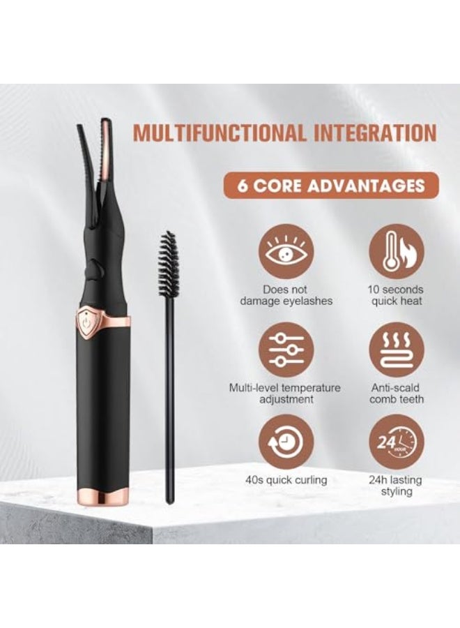 Heated Eyelash Curler, Mini Electric Eyelash Curler, Portable Makeup Electric Eyelash Curling, USB Rechargeable Finalize Eyelash Tool Beauty Tools for Women (White) - Image 3