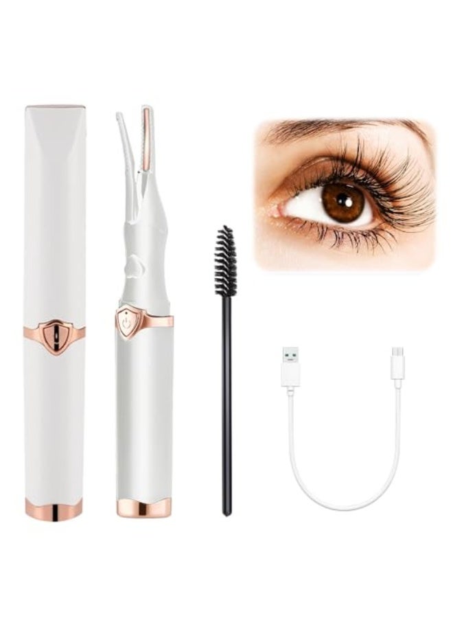 Heated Eyelash Curler, Mini Electric Eyelash Curler, Portable Makeup Electric Eyelash Curling, USB Rechargeable Finalize Eyelash Tool Beauty Tools for Women (White) - Image 1