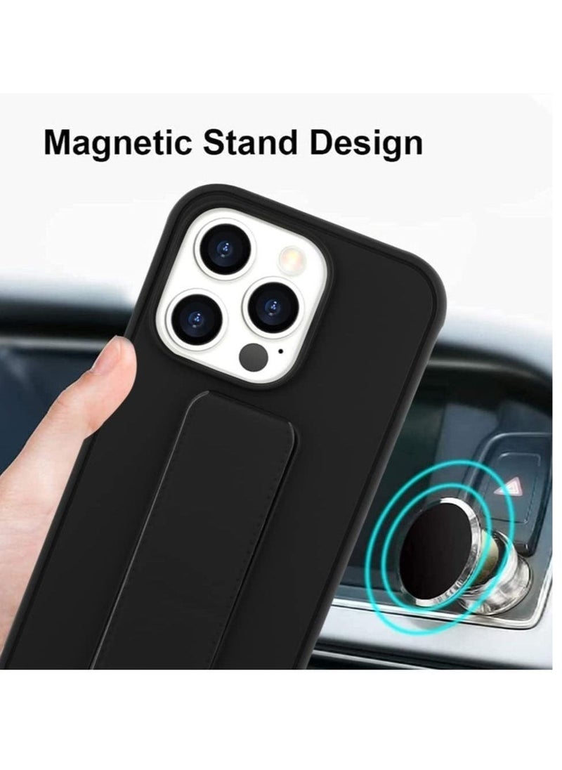 iPhone 14 Pro Max Case Cover Magnetic Car Mount Kickstand & Holder, Premium Silicone Vertical & Horizontal Hand Strap and Grip with Multi Stand - Image 3