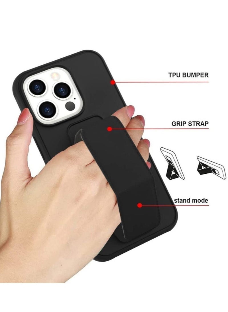 iPhone 14 Pro Max Case Cover Magnetic Car Mount Kickstand & Holder, Premium Silicone Vertical & Horizontal Hand Strap and Grip with Multi Stand - Image 2