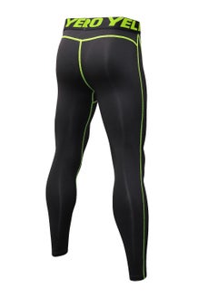 Loquat Men Quick Dry Breathable Elastic Running Trousers Black/Green  - Image 2