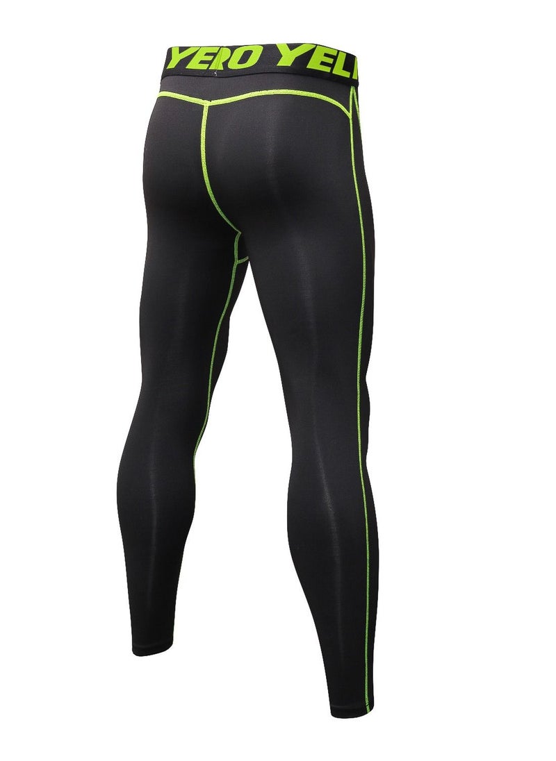 Loquat Men Quick Dry Breathable Elastic Running Trousers Black/Green  - Image 2