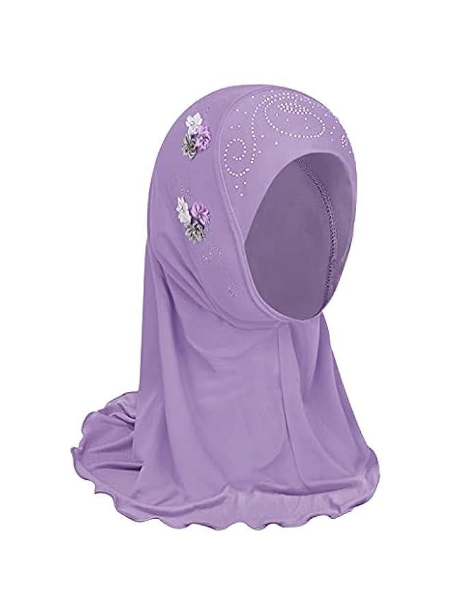 Arabest Little Girls Lovely Muslim Hijab with Flower Design, Soft One Piece Headscarf Anti-UV Islamic Turban Hijab for 2-6 Yrs - Image 1