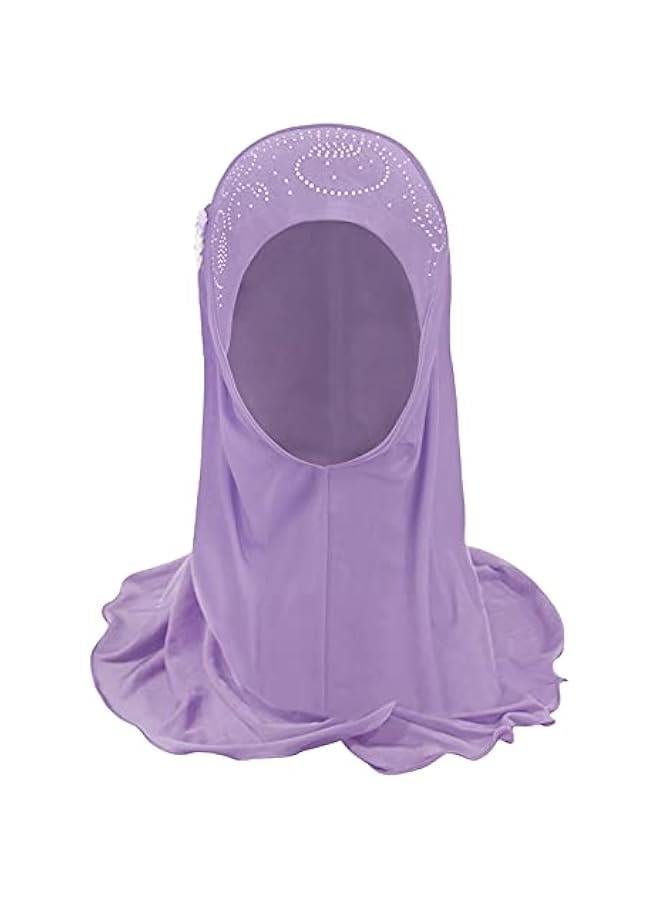 Arabest Little Girls Lovely Muslim Hijab with Flower Design, Soft One Piece Headscarf Anti-UV Islamic Turban Hijab for 2-6 Yrs - Image 3