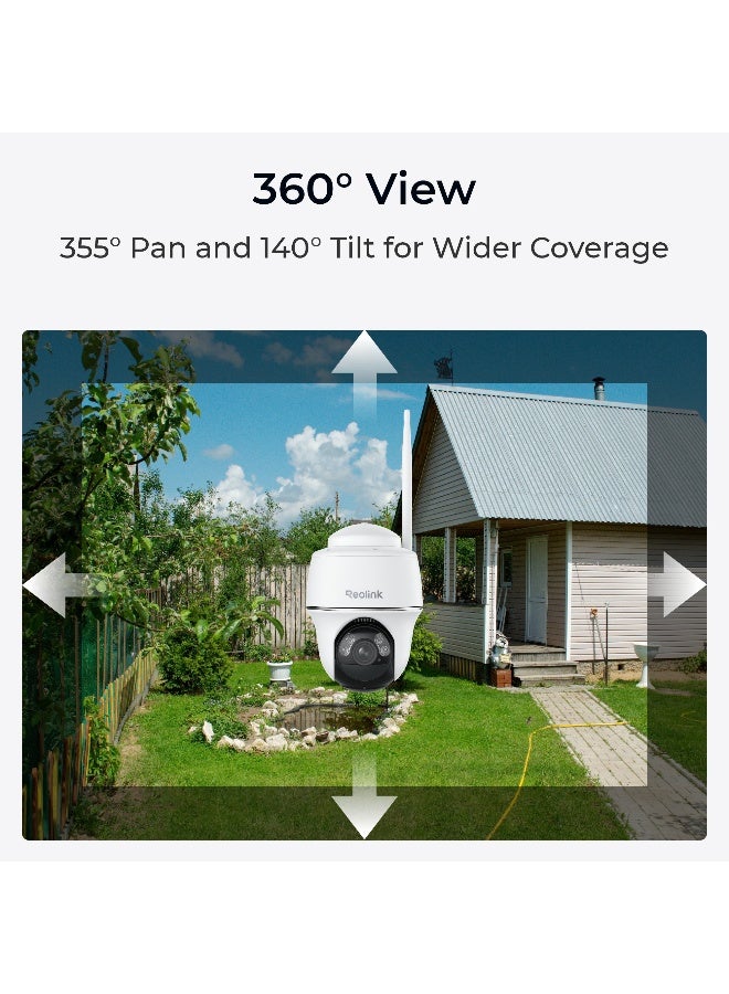ريولينك كاميرا أمان لاسلكية تعمل بالطاقة الشمسية من سلسلة Reolink Argus B430 الخارجية، عرض بان-تيلت 360°، رؤية ليلية بدقة 2K، واي فاي مزدوج النطاق 2.4/5GHz، كشف الأشخاص والمركبات، صوت ثنائي الاتجاه، مع لوحة شمسية مرفقة - Image 4