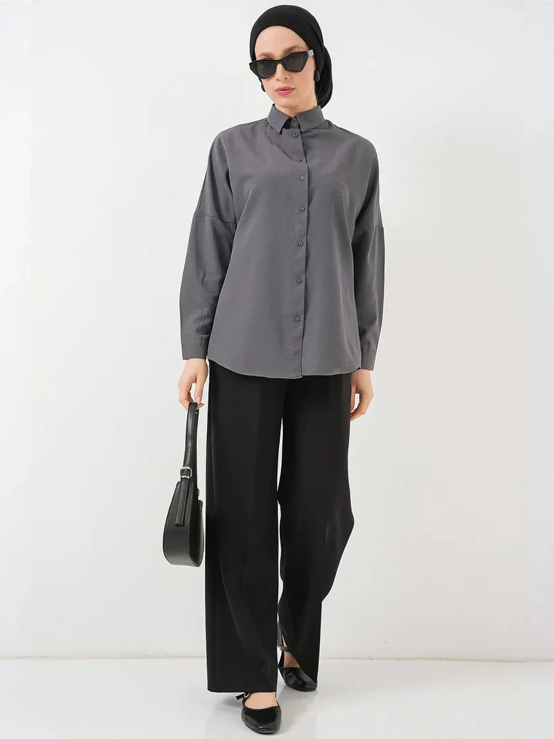 بيغ دارت قميص بوبلين بقصة مريحة مع إغلاق بأزرار