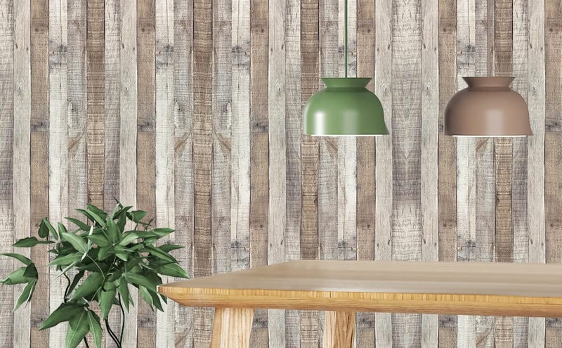 Qianglive Wood Wallpaper Peel and Stick Faux Distressed Plank Self Adhesive Reclaimed Look Wall Decorative Vinyl Film Shelf Cover Thicker,17.3" × 472.4" - Image 5