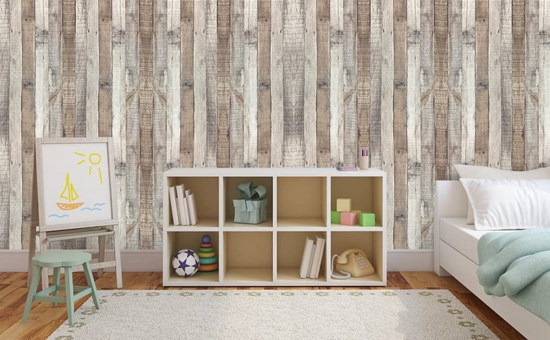Qianglive Wood Wallpaper Peel and Stick Faux Distressed Plank Self Adhesive Reclaimed Look Wall Decorative Vinyl Film Shelf Cover Thicker,17.3" × 472.4" - Image 4