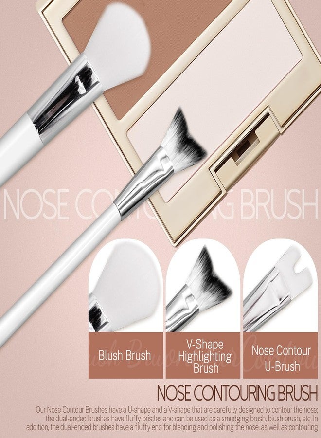 Roucerlin 2 Pcs Nose Contour Brush Set, Double Sided 2 in 1 U-Shaped Contouring Brush with Fluffy Powder, V-Shaped Contour Makeup for Sculpting Defining Highlighter Cheekbones - Image 3