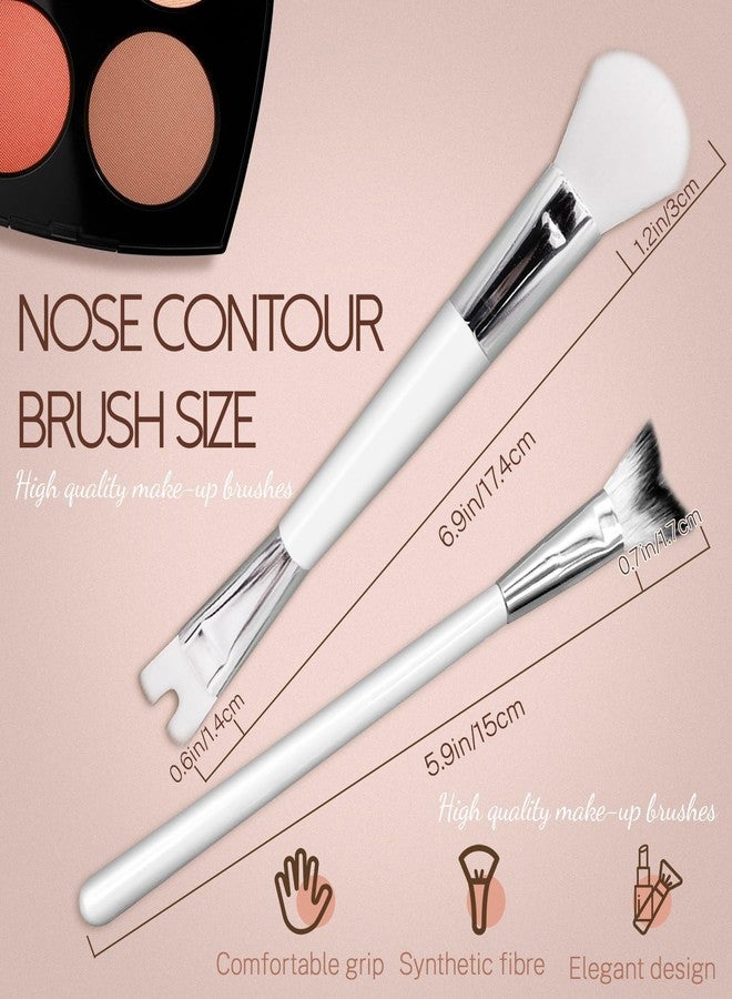 Roucerlin 2 Pcs Nose Contour Brush Set, Double Sided 2 in 1 U-Shaped Contouring Brush with Fluffy Powder, V-Shaped Contour Makeup for Sculpting Defining Highlighter Cheekbones - Image 2