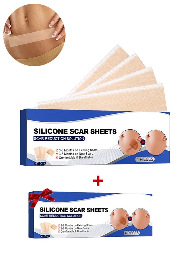 8PCS Professional Silicone Scar Sheets,Soft Silicone Gel Scar Tape Painless Silicone Tape Roll Effective Silicone Scar Removal Strips Sheets for C-Section u0026 Keloid Surgery, Burn, Acne - Image 1