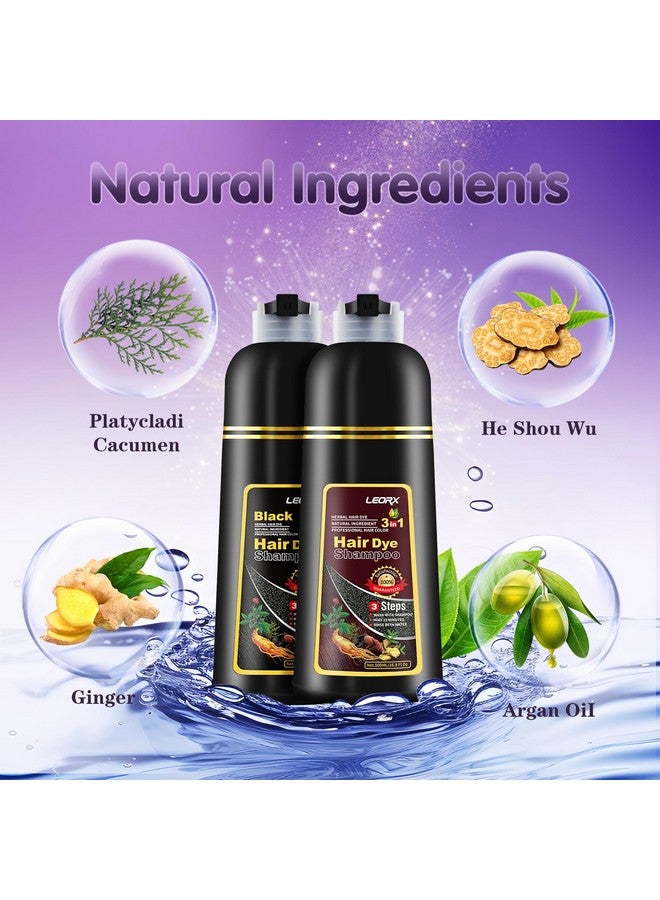 Leorx Black Hair Dye Shampoo, 3 In 1 Black Color Shampoo Hair Dye For Gray Hair Instant Herbal Coloring Shampoo For Women & Men - Shampoo Para Canas Mujer - Image 3